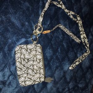 Zipper ID lanyard with wristlet and neckline